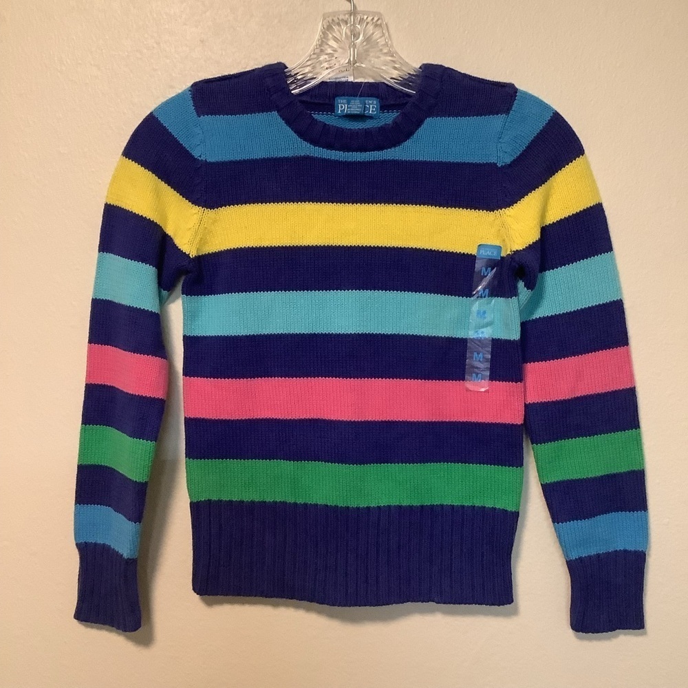 The children’s place NWT medium 7/8 retro striped multi color pullover sweater